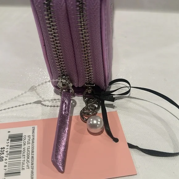 NWT Juicy Couture String of Pearl Double Zip Around Medium wallet. - Picture 10 of 10